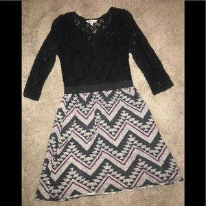 Lace top dress with Aztec print bottom